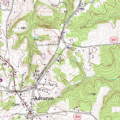 Topographic Map of Piney Grove Methodist, NC