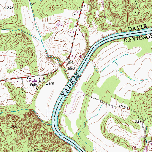 Topographic Map of Peebles Ferry site, NC