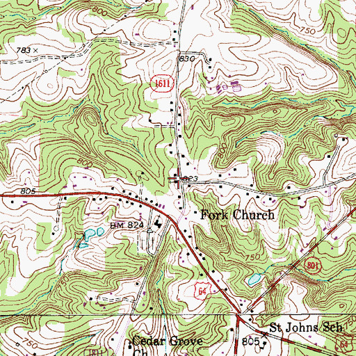 Topographic Map of Episcopal Church of the Ascension, NC