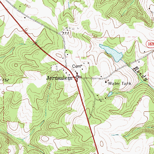 Topographic Map of Jerusalem Post Office (historical), NC