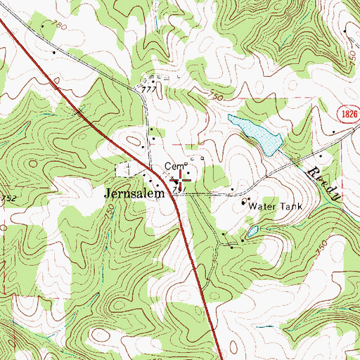Topographic Map of Jerusalem Baptist, NC