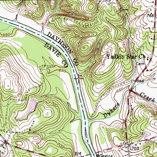 Topographic Map of Oaks Ferry site, NC