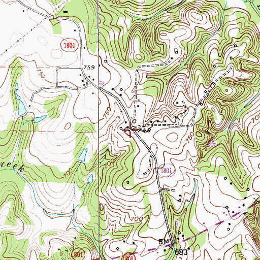 Topographic Map of Martins Store, NC
