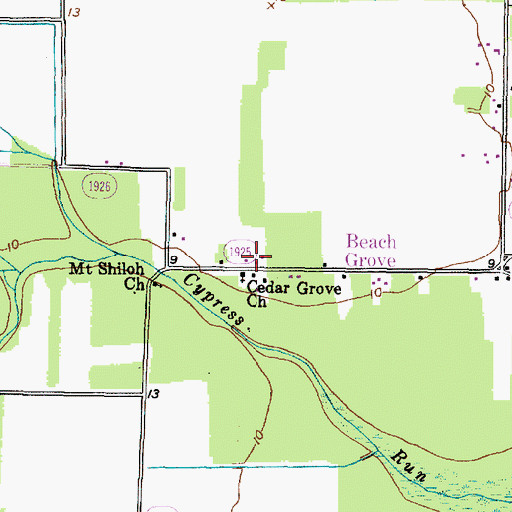 Topographic Map of Beach Grove, NC