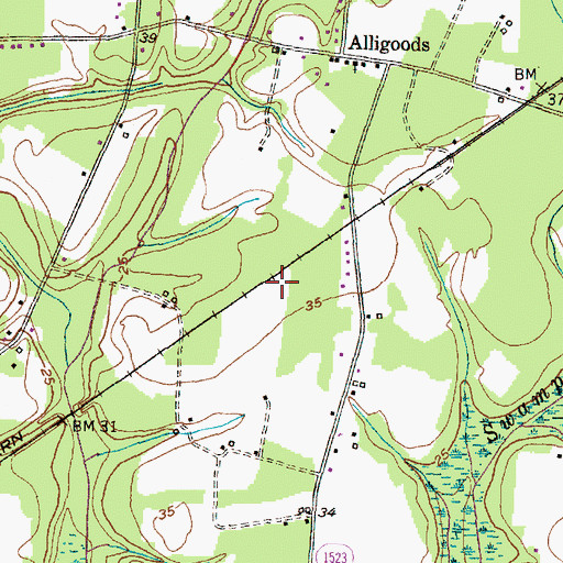 Topographic Map of Hall Swamp, NC