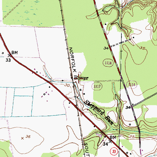 Topographic Map of Rover Station, NC