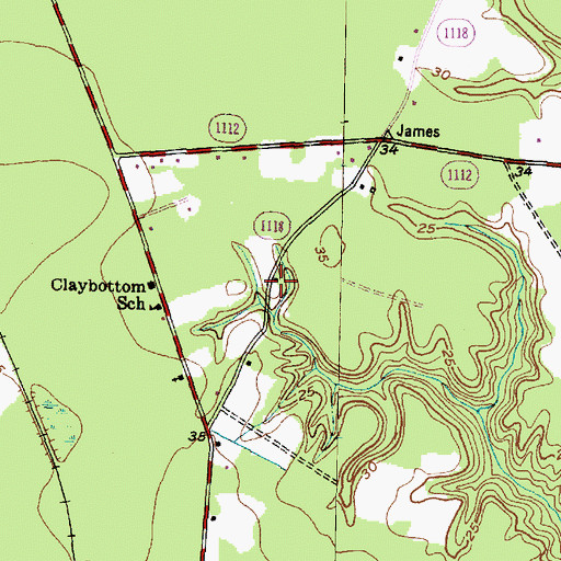 Topographic Map of James Chapel, NC
