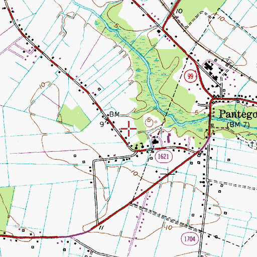 Topographic Map of Pantego Church, NC