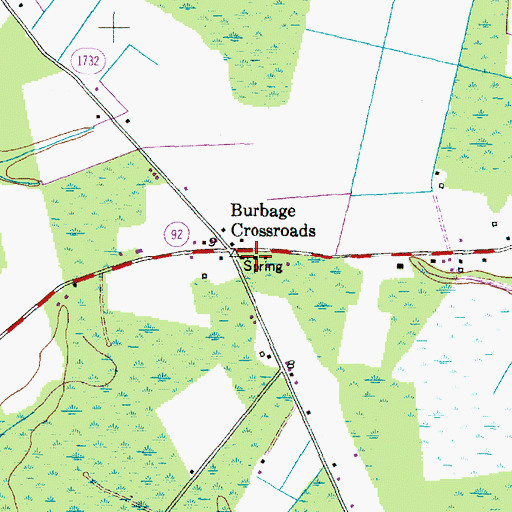 Topographic Map of Spring Green Church, NC