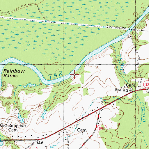 Topographic Map of Tafts Landing (historical), NC