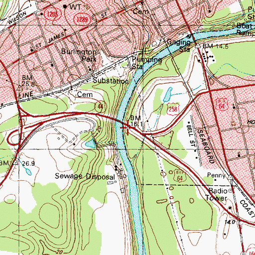 Topographic Map of Dancys Landing (historical), NC