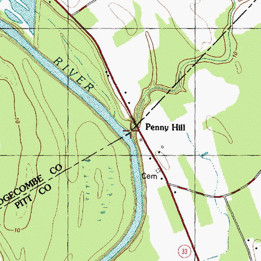 Topographic Map of Little Mill Landing (historical), NC