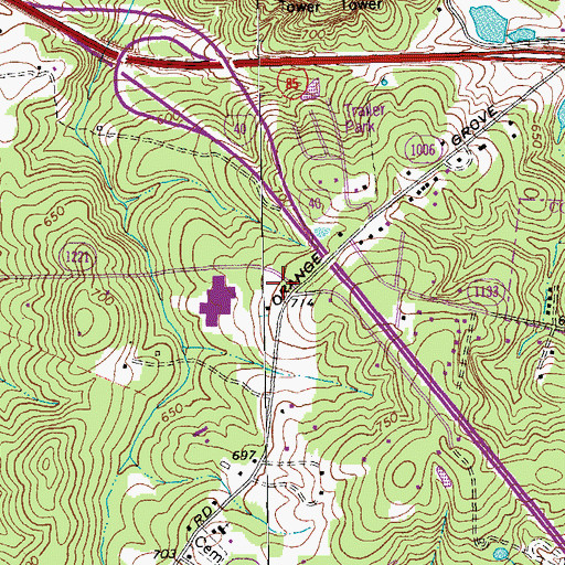 Topographic Map of Grady A Brown Elementary School, NC