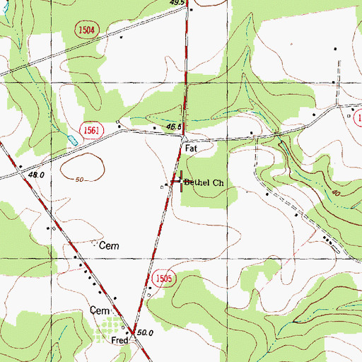 Topographic Map of Bethel Methodist Church, NC