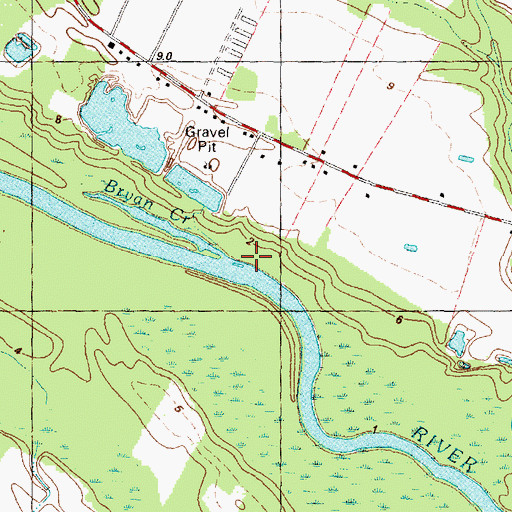Topographic Map of Browns Old Ferry, NC
