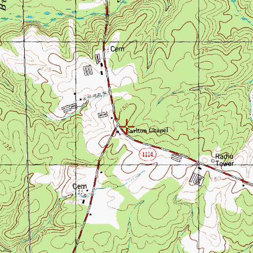 Topographic Map of Carlton Methodist Chapel, NC