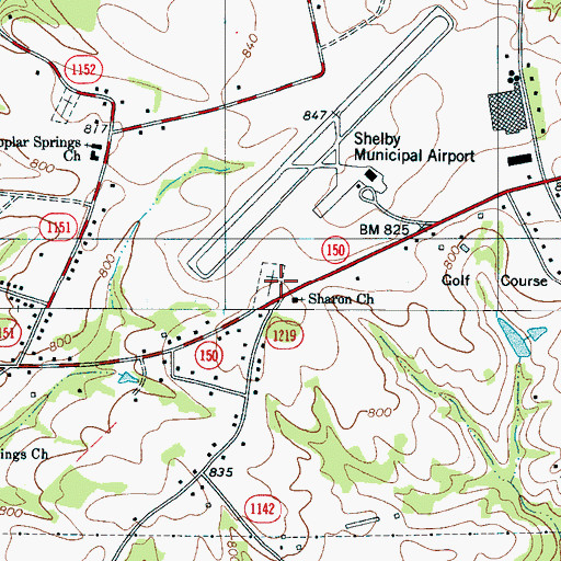 Topographic Map of Sharon United Methodist Church, NC