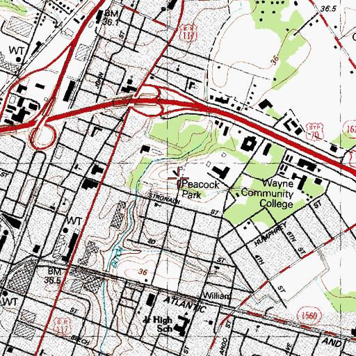 Topographic Map of Peacock Park, NC