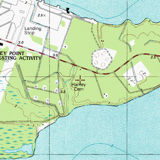 Topographic Map of Harvey Cemetery, NC