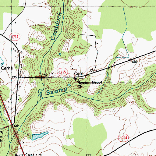 Topographic Map of Newton Grove Church, NC