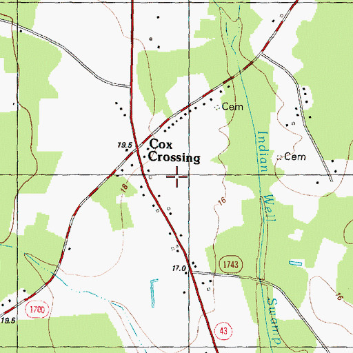 Topographic Map of Hopewell Church, NC