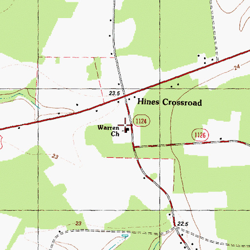 Topographic Map of Warren Church, NC
