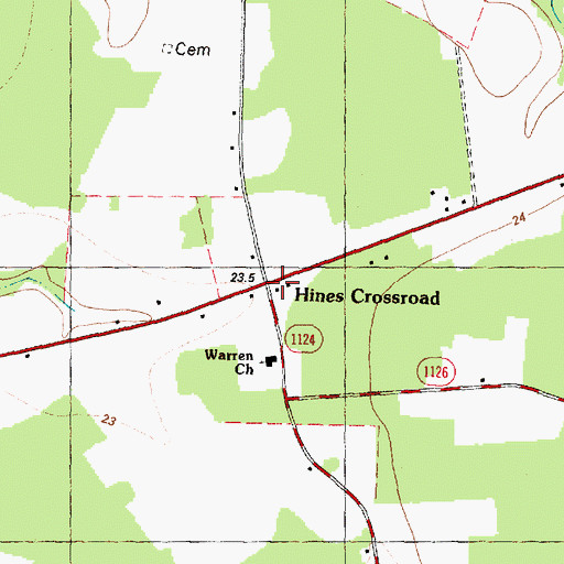 Topographic Map of Hines Crossroad, NC