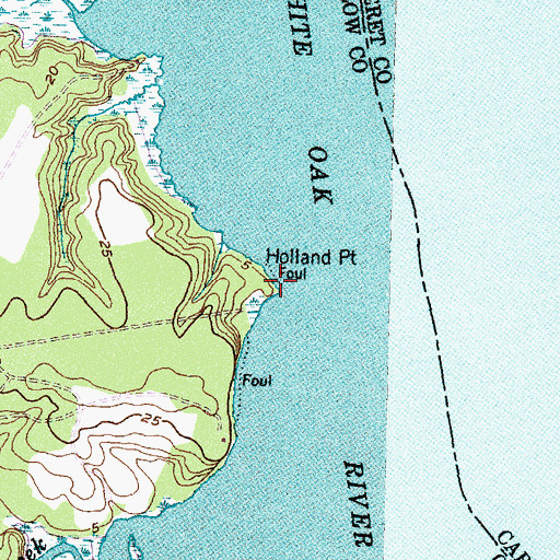 Topographic Map of Holland Point, NC