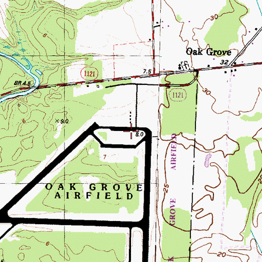 Topographic Map of Oak Grove Marine Corps Outlying Field, NC
