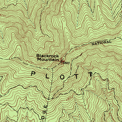 Topographic Map of Blackrock Mountain, NC