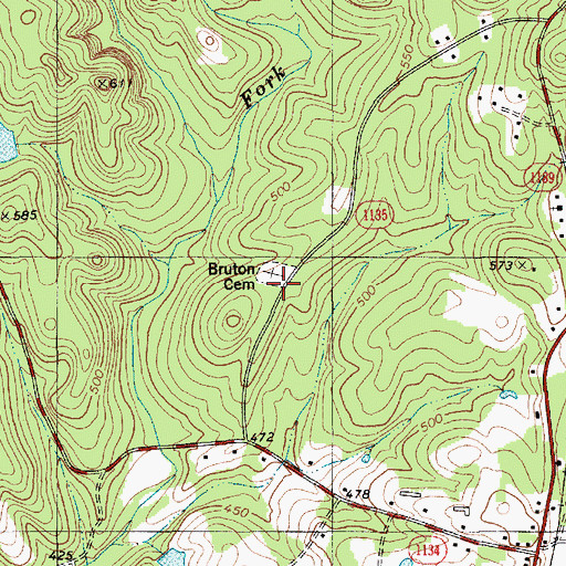 Topographic Map of Bruton Cemetery, NC