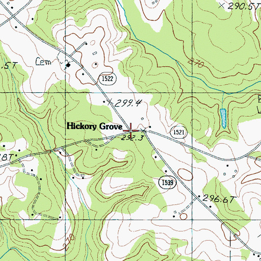Topographic Map of Hickory Grove, NC