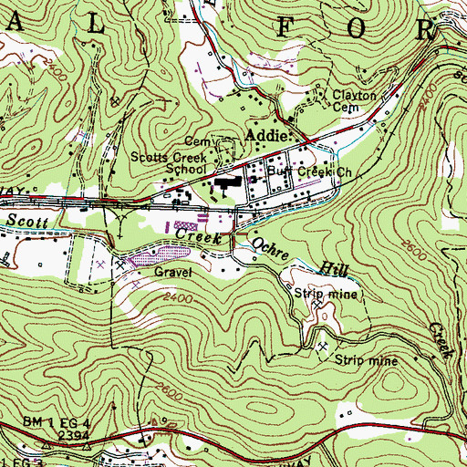 Topographic Map of Ochre Hill Creek, NC
