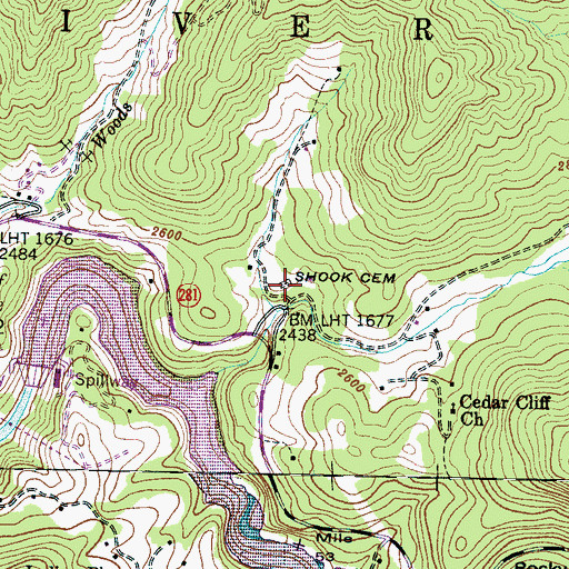 Topographic Map of Smook Cemetery, NC