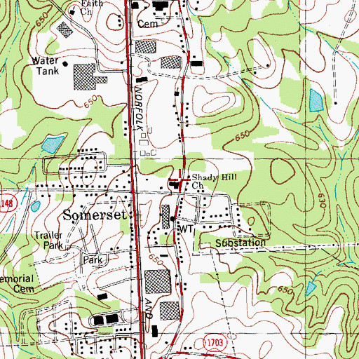 Topographic Map of Shady Hill Missionary Baptist Church, NC