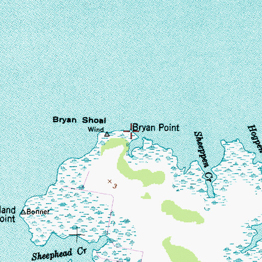 Topographic Map of Bryan Point, NC