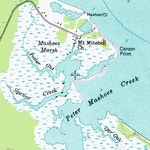 Topographic Map of Spence Creek, NC