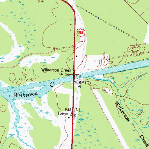 Topographic Map of Wilkerson Creek Bridge, NC