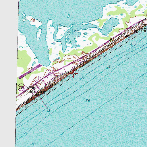 Topographic Map of Ocean City Beach, NC