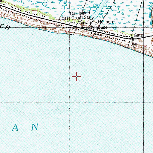 Topographic Map of Western Bar Channel, NC