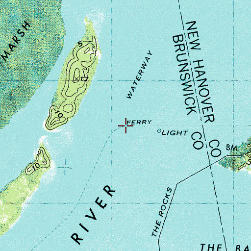 Topographic Map of Horseshoe Shoal Channel Range, NC
