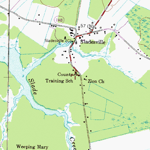 Topographic Map of Hyde County Training School, NC