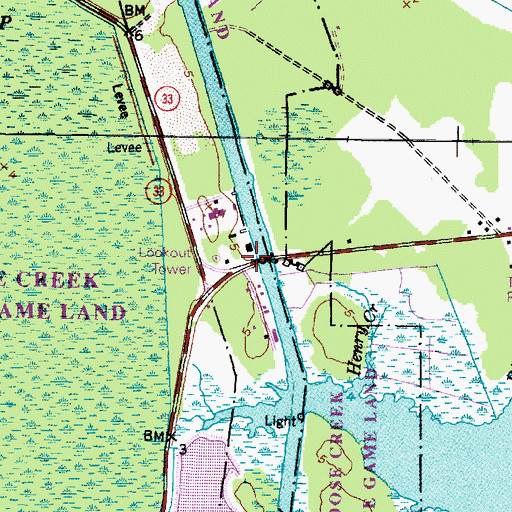 Topographic Map of Hobucken Bridge, NC