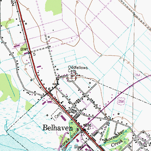 Topographic Map of Oddfellows Cemetery, NC