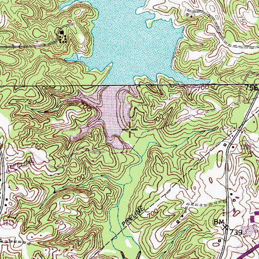Topographic Map of Lake Tom-A-Lex, NC