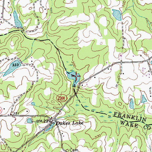 Topographic Map of Bakers Pond, NC