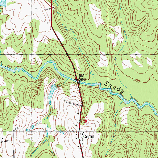 Topographic Map of Bass Bridge, NC