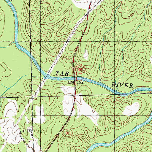 Topographic Map of Farrell Bridge, NC