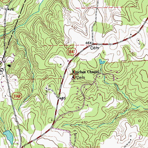 Topographic Map of Kinches School (historical), NC