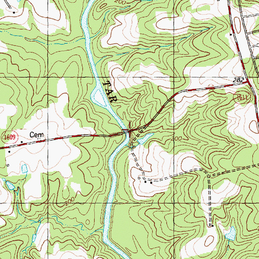 Topographic Map of Mullins Bridge, NC